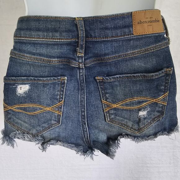 Abercrombie Jean Shorts Girls 12 Festival Y2k Denim Distressed Coastal Cowgirl - Picture 5 of 11